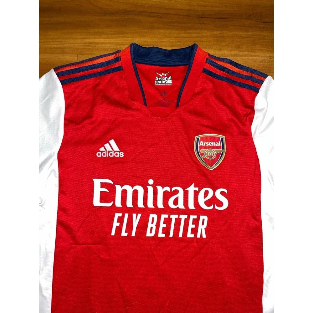 Mens Adidas Arsenal 21/22 Home Soccer Emirates "Fly Better" Sports Jersey - Picture 6 of 6